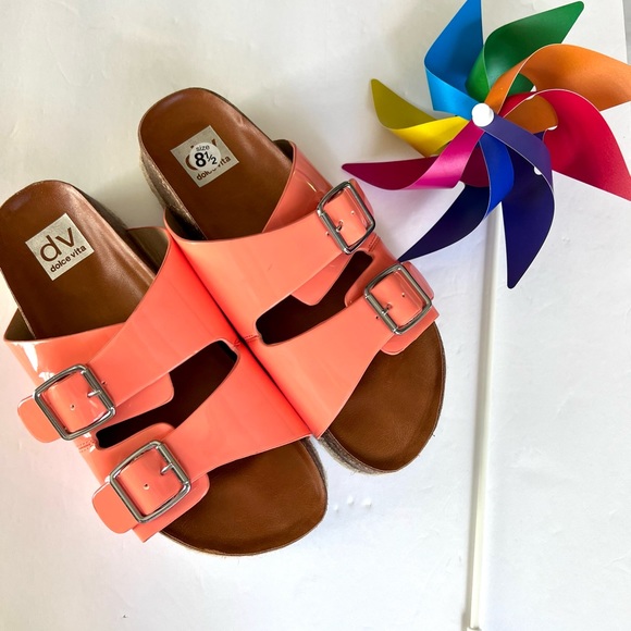 Dolce Vita Carther Platform Sandal Tangerine Melon Orange Slides Size 8.5 - Picture 7 of 7